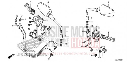 COMMUTATEUR/CABLE/MIROIR NC750DE de 2014